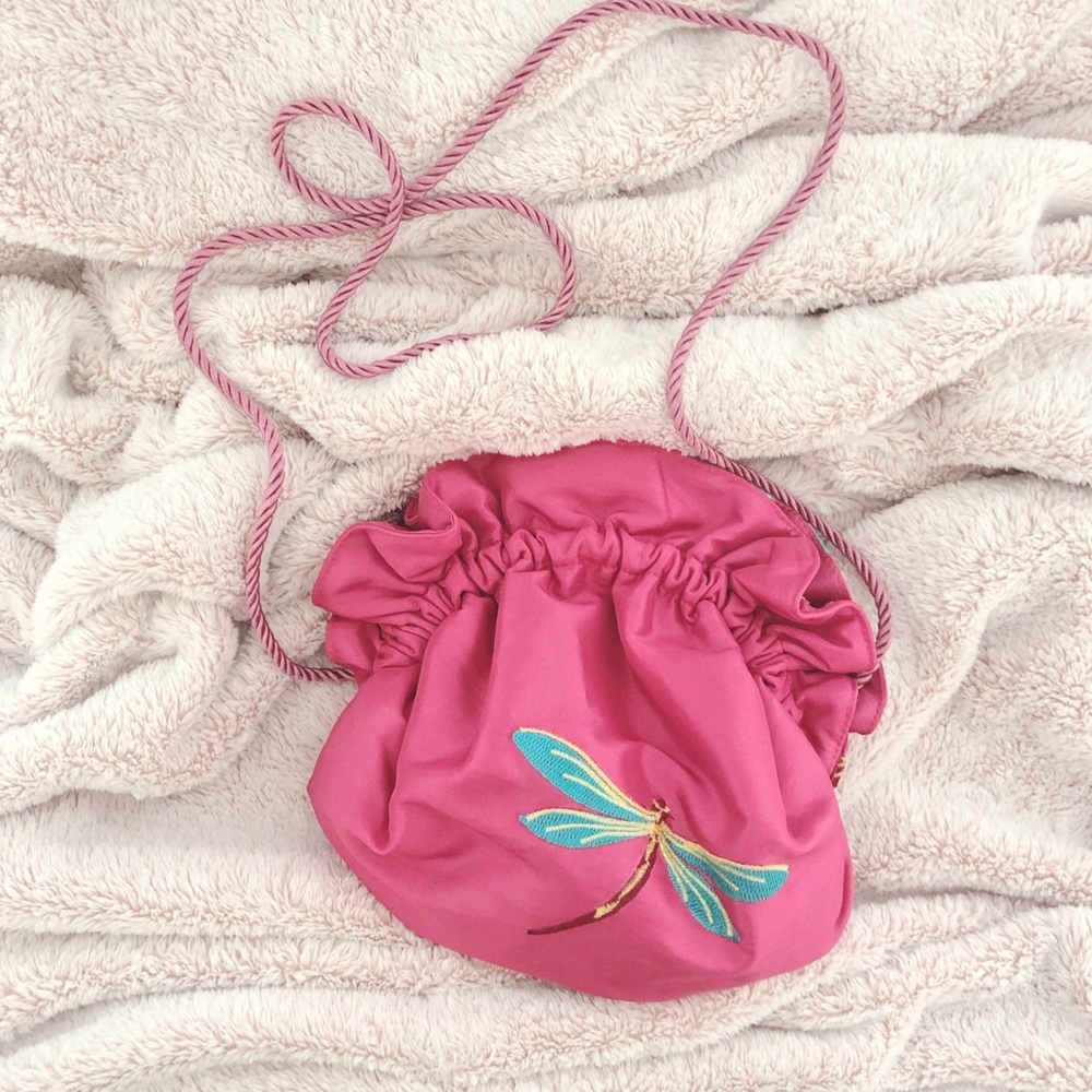 Puff Bag W/Dragonfly Embroidery